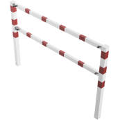 Stationary access barriers | for bolting on site | with top and quarter-bent bar | hot-dip galvanized and white coatedwith red reflecting stripes | total width: 2000 mm